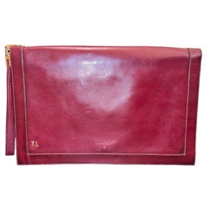 Lou Taylor Genuine Leather in stunningly rich Burgundy color Clutch & handle